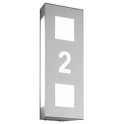 Belyst husnummer AQUA TRILO - HOUSE NR CUTTED 2-fold, f�rdiglavet E27 IP44, rustfrit st�l