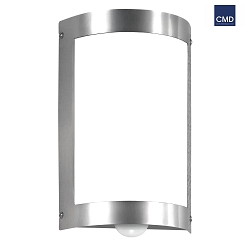 Outdoor wall luminaire 16/3 with motion detector, IP44, E27, stainless steel / opal glass