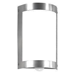 Udend�rs wall luminaire lang, halvrund, med bev�gelsesdetektor E27 IP44, rustfrit st�l