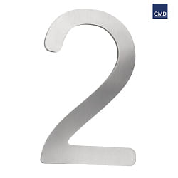 House number 2 from brushed stainless steel, height 16cm