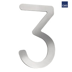 House number 3 from brushed stainless steel, height 16cm