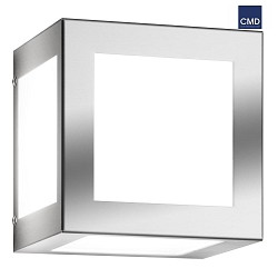 Outdoor wall luminaire AQUA CUBO, IP44, E27, stainless steel / opal glass, brushed