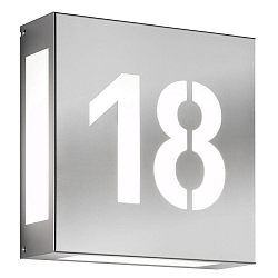 Outdoor LED wall luminaire AQUA LEGENDO, 2 digits (cut out), IP44, 12W 3000K 1200lm, stainless steel, brushed