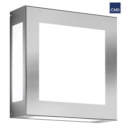 Outdoor LED wall luminaire AQUA LEGENDO with sensor, IP44, 12W 3000K, stainless steel / opal glass, brushed