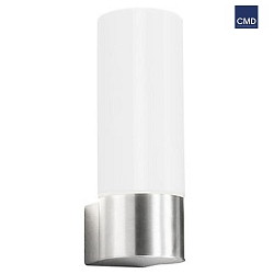 Outdoor wall luminaire AQUA WALL, IP44, E27, stainless steel / opal glass, brushed