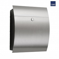 Curved post box from stainless steel, IP44, height 40cm, brushed
