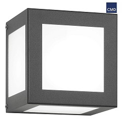 Outdoor wall luminaire AQUA CUBO, IP44, E27, stainless steel / opal glass, anthracite