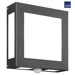 Outdoor wall luminaire AQUA LEGENDO with motion detector, IP44, 2x E27, stainless steel / opal glass