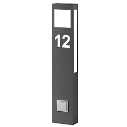 Belyst husnummer AQUA PAULO POWER - HOUSE NR CUTTED 2-fold, f�rdiglavet, med stikkontakt 2G11 IP44, antracit 