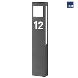 Outdoor LED floor lamp AQUA PAULO with house numbers (cut out), IP44, 80cm, 2G11, stainless steel, anthracite