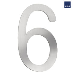 House number 6  from brushed stainless steel, height 16cm