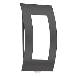 Udend�rs wall luminaire AQUA QUADRAT firkantet, med bev�gelsesdetektor, buet E27 IP44, antracit