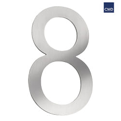 House number 8 from brushed stainless steel, height 16cm