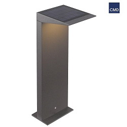 Solar outdoor wall luminaire with motion detector + night light, IP54, stainless steel / opal glass, anthracite