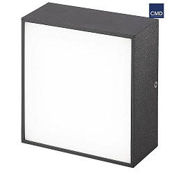 Outdoor LED wall or ceiling luminaire, IP65, square, anthracite, 14 x 14cm