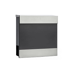 Postkasse med avisholder INOX BAR - OPTIONAL USE justerbar, med l�s, antracit, rustfrit st�l