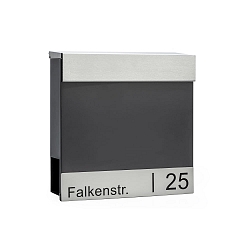 Postkasse med avisholder ENGRAVED INOX BAR Lasergravering, antracit, rustfrit st�l