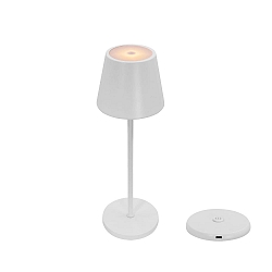 Batteri bordlampe med USB tilslutning IP44, pulverlakeret, hvid mat d�mpbar