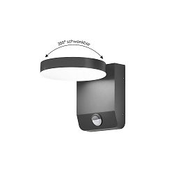 Udendørs wall luminaire CCT Switch, vipbar, med bevægelsesdetektor IP54