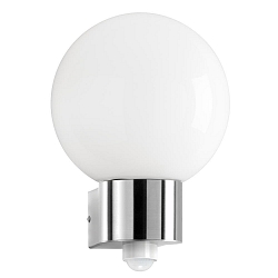 Udend�rs wall luminaire AQUA BALL rund, med bev�gelsesdetektor E27 IP44, rustfrit st�l