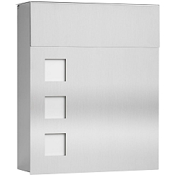 Postkasse WINDOW-VERSION firkantet, lige, med l�s, rustfrit st�l