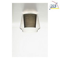 Loftlampe ALEVE, E27, IP20, klart glas, tekstil antracit