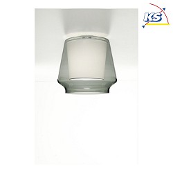 Loftlampe ALEVE, E27, IP20, rget glas, tekstil hvid