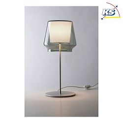 Bordlampe ALEVE, E27, IP20, rget glas, tekstil hvid