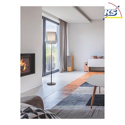 Floor lamp ALEVE, E27, IP20, smoked glass, fabric white, anthracite