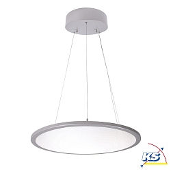 KapegoLED Pendant luminaire LED Panel transparent rund, neutral white, silver