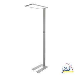 LED Floor lamp OFFICE ONE TRANSPARENT, 55W, 4000K, dimmable, silver/transparent