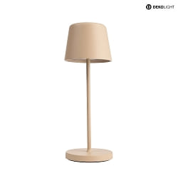 battery table lamp CANIS MINI IP65, beige, mat dimmable
