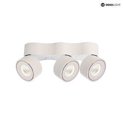 Deko-Light LED Loftlampe UNI TRIPLE,28W 3000K 2150lm 35°, roteres og drejes, dæmpbar, hvid mat / sølv
