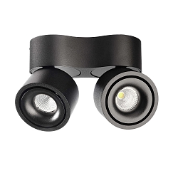 ceiling luminaire UNI II MINI DOUBLE TILT 2 flames, cardanic swivelling IP20, deep black dimmable