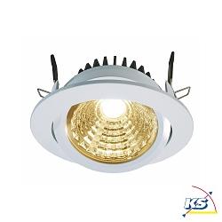 Recessed LED ceiling luminaire COB 95 round, current constant, 28-31V, 350 mA, 12W, 3000K, swivelling 45, white