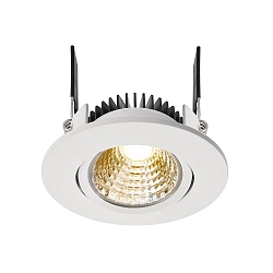 LED Loftindbygningslampe COB-68-350mA-RUND, str�m konstant, 6W, 2700K, 45�, hvid