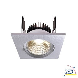 LED Ceiling recessed luminaire COB-68-350mA-SQUARE, current constant, 6W, 2700K, 45, brushed silver