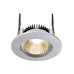 LED Loftindbygningslampe COB-68-24V-RUND, sp�nding konstant, 8.5W, 2700K, 45�, b�rstet s�lv