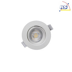 LED Loftindbygningslampe SMD-68-230V-rund, IP20, 36 drejelig, 220-240V AC / 50-60Hz, 6.5W 4000K 550lm 45, hvid