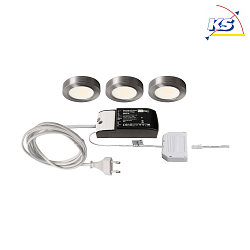 Bundle of 3 - LED furniture luminaire BAHAM I, 12V DC, 2.5W 3000K 240lm 110, incl. Power adapter and AMP distributor