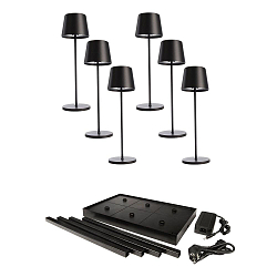 Batteri bordlampe CANIS GASTRO M s�t med 6 IP65, sort d�mpbar
