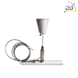 Accessories for 3-Phase track system D LINE - Wire suspension bracket with ceiling canopy, adjustable, max. 150cm, white