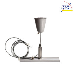 Accessories for 3-Phase track system D LINE - Wire suspension bracket with ceiling canopy, adjustable, max. 150cm, gray