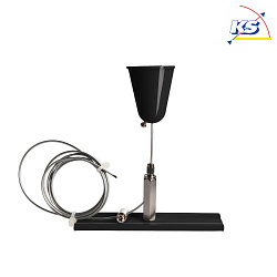 Accessories for 3-Phase track system D LINE - Wire suspension bracket with ceiling canopy, adjustable, max. 150cm, black