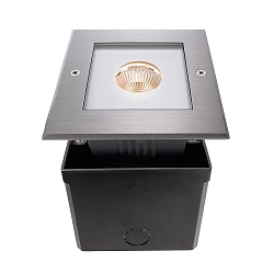 LED Gulvindbygningslampe COB Udend�rsspot firkantet, symmetrisk, 220-240V AC / 50-60Hz, 6W, rustfrit st�l, 25�, IP67, 3000K