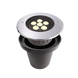 LED Gulvindbygningslampe HP VII Udend�rsspot, 220-240V, 10W, 35� / 45�, IP67, 3000K, rustfrit st�l s�lv, varm hvid