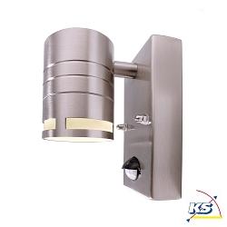 Wall luminaire ZILLY II DOWN, 35W, with motion detector, GU10, 220-240V, IP44, stainless steel, silver