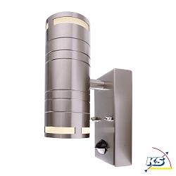 Wall luminaire ZILLY II UP&DOWN, 35W, with motion detector, 2x GU10, 220-240V, IP44, stainless steel, silver