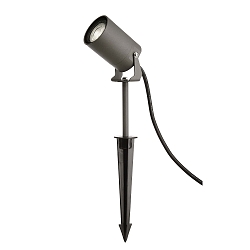 Spytlampe SPIKY 60MM cylindrisk, lang, justerbar GU10 IP65 / IP44, m�rkegr� d�mpbar