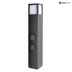 Energisjle DFACADO SOCKET 2-fold, kort, konstant spnding, med belysning, mrkegr